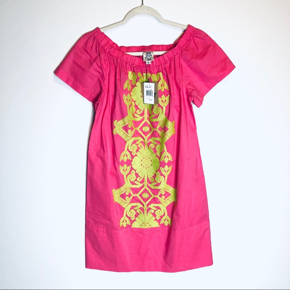NWT Ivy Jane Pink Off Shoulder Embroidered Dress S